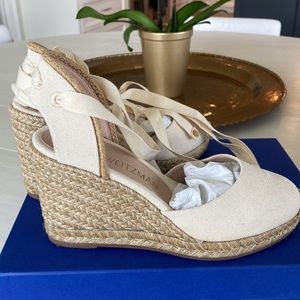 Stuart Weitzman Ivory Wedge Espadrilles Size 7.5
